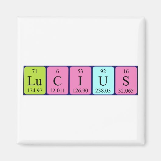 Lucius periodieke table name magnet (Voorkant)