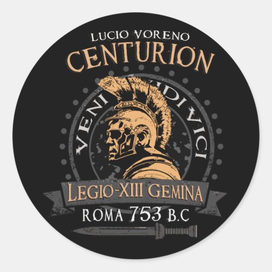 Lucius Voreno, een beroemde Roman Centurion Classi Ronde Sticker (Voorkant)