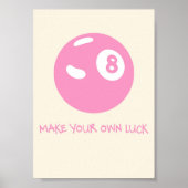 Luck 8 Ball Poster | Roze Coquette Muurkunst (Voorkant)