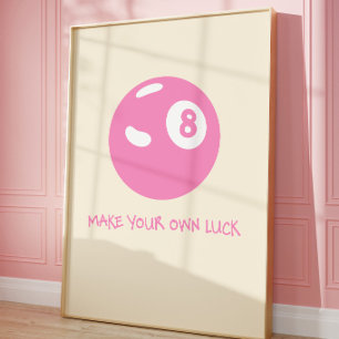 Luck 8 Ball Poster Roze Coquette Muurkunst