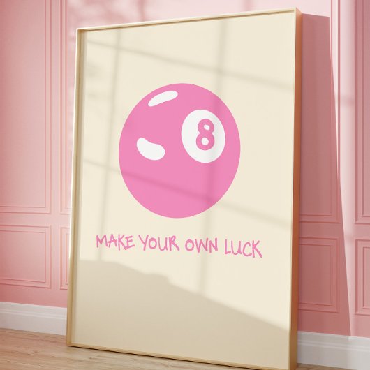 Luck 8 Ball Poster | Roze Coquette Muurkunst
