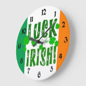 Luck aan the Irish Oranje Green Shamrocks Clock Grote Klok (Hoek)