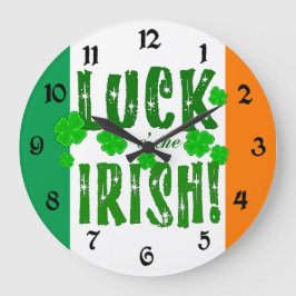 Luck aan the Irish Oranje Green Shamrocks Clock Grote Klok