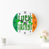 Luck aan the Irish Oranje Green Shamrocks Clock Grote Klok (Huis)