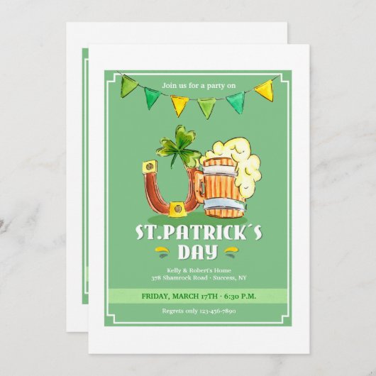 Luck and Brew Invitation Kaart (Voorkant / Achterkant)