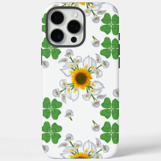 Luck Clover met Sunflower en Calla Lily Case-Mate iPhone Case (Achterkant)