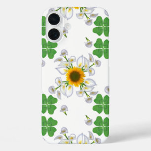 Luck Clover met Sunflower en Calla Lily iPhone 16 Plus Hoesje