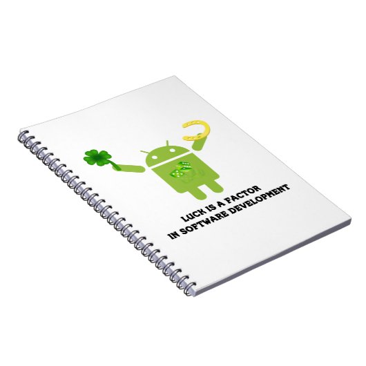 Luck is een factor in software development Bugdroi Notitieboek (Rechterzijde)