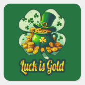 Luck Is Gold St Patrick’s Day - Autocolante Vierkante Sticker (Voorkant)