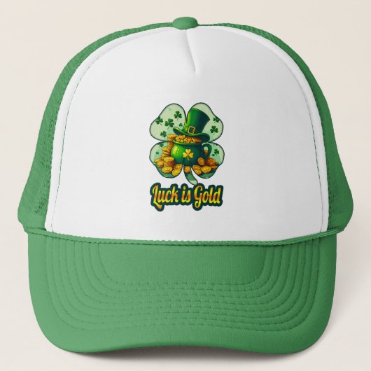Luck Is Gold St Patrick’s Day - boné Trucker Pet (Voorkant)