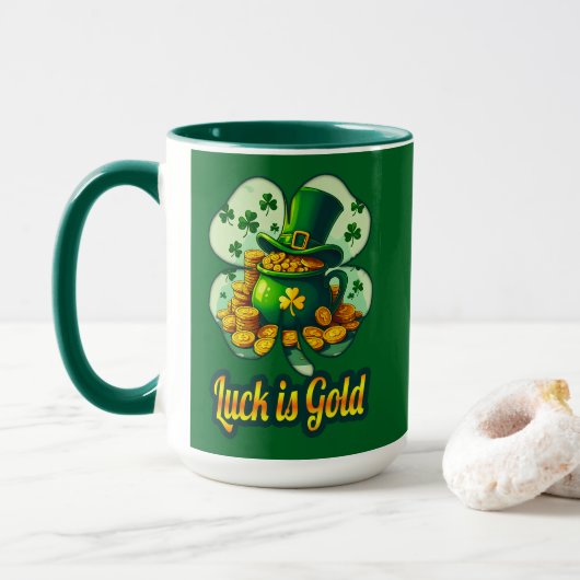 Luck Is Gold St Patrick’s Day - caneca Mok (Met donut)