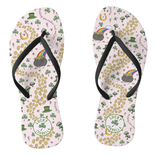 Luck & Joy Shamrock St. Patrick's Day Flip Flops (Voetbed)