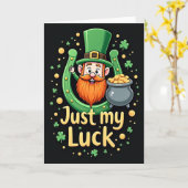Luck Leprechaun Glitter Texture Card Kaart (Gele Bloem)