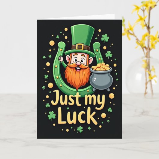 Luck Leprechaun Glitter Texture Card Kaart (Gele Bloem)