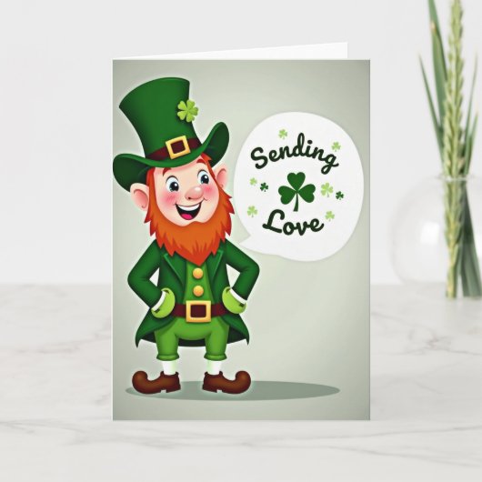 Luck Leprechaun Sending Love Card Kaart (Voorkant)