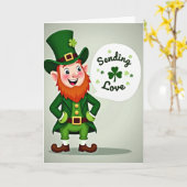 Luck Leprechaun Sending Love Card Kaart (Gele Bloem)