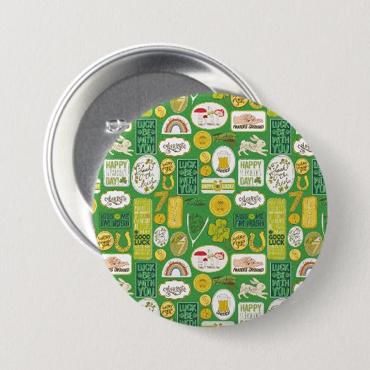 Luck Lucky Irish Ronde Button 7,6 Cm (Voorkant /achterkant)