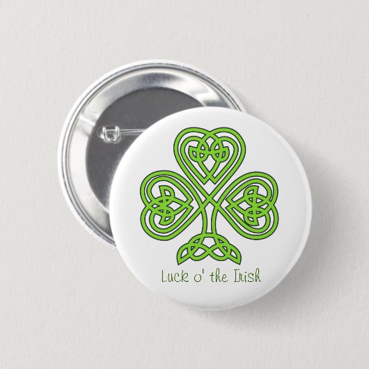 Luck O' the Irish Celtic Shamrock Button (Voorkant /achterkant)