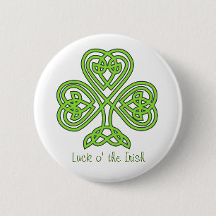 Luck O' the Irish Celtic Shamrock Button