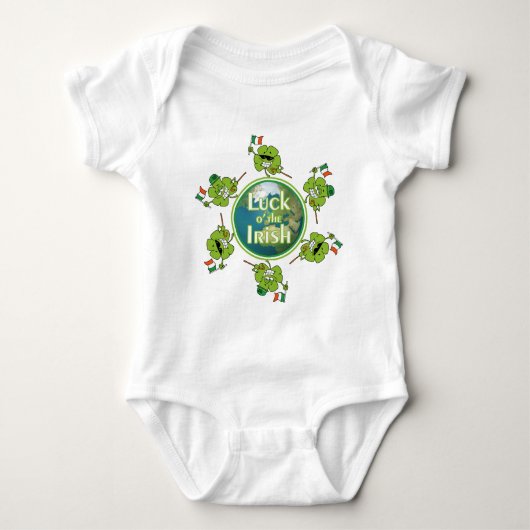 Luck o' the Irish - Shamrocks rond het Wereldbol Romper (Voorkant)