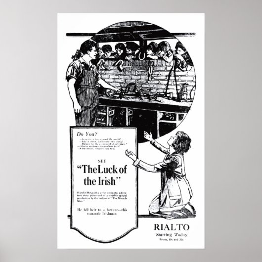 "Luck of the Irish" 1920 film en poster (Voorkant)