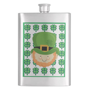 Luck of the Irish Leprechaun and shamrock Flacon