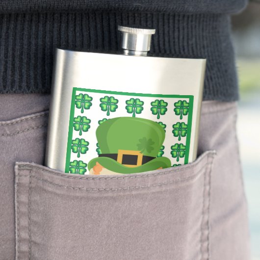 Luck of the Irish Leprechaun and shamrock Flacon (Voorbeeld)