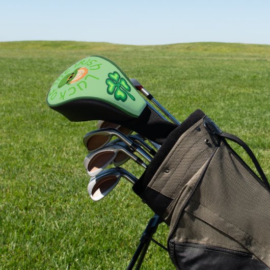 Luck of the Irish Leprechaun and shamrock Golfheadcover (Insitu)