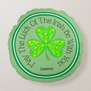 Luck of the Irish Neon Shamrock Round Pillow Rond Kussen
