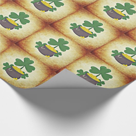 Luck of the Irish, pot of gold, and shamrocks, Cadeaupapier (Hoek)