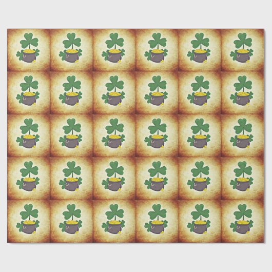 Luck of the Irish, pot of gold, and shamrocks, Cadeaupapier (Vlak)