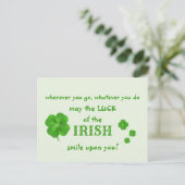 Luck of the Irish St. Patricks Day Blessing Clover Briefkaart (Staand voorkant)