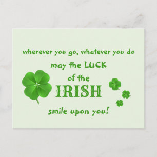 Luck of the Irish St. Patricks Day Blessing Clover Briefkaart