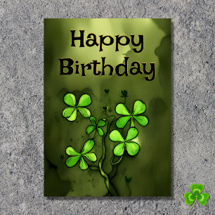Luck of the Irish Whimsical Clovers Birthday Kaart