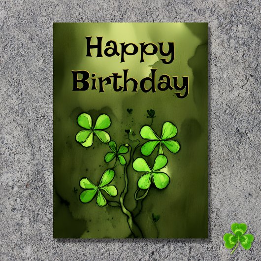 Luck of the Irish Whimsical Clovers Birthday Kaart