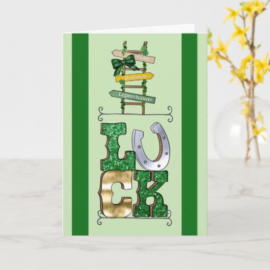 Luck op St. Patrick's Day met Sign & Luck Letters Kaart (Gele Bloem)