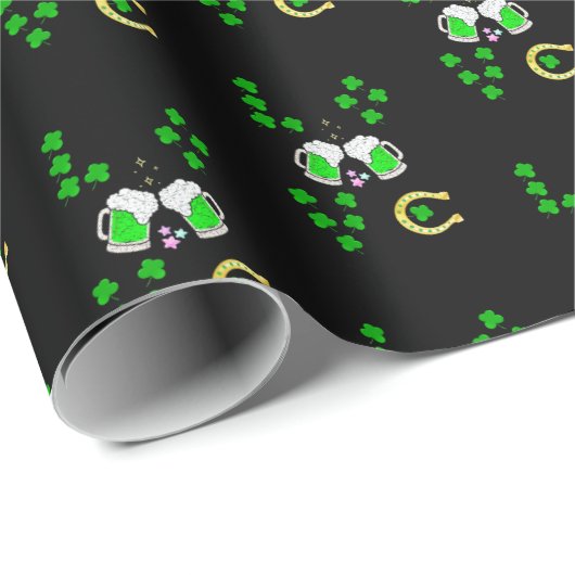 Luck Shamrock Dublin Day Hoefijzer Iers Cadeaupapier (Rol Hoek)