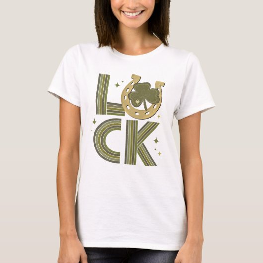 Luck Shamrock Hoefijzer St Patrick's Day Irish T-shirt (Voorkant)