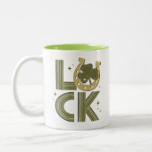 Luck Shamrock Hoefijzer St Patrick's Day Irish Tweekleurige Koffiemok (Links)