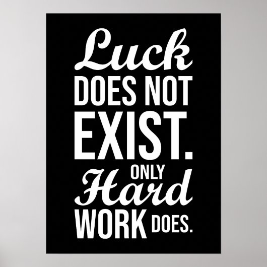 Luck vs Hard Work - Gym, Hustle, Succes Poster (Voorkant)