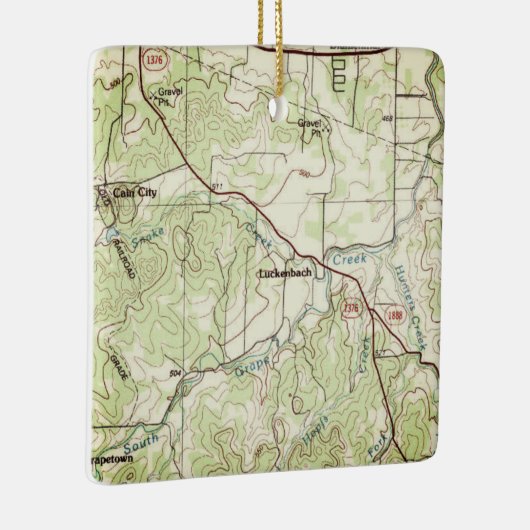 Luckenbach Topo Map Keramisch Ornament (Rechts)