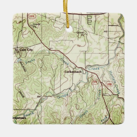 Luckenbach Topo Map Keramisch Ornament (Voorkant)