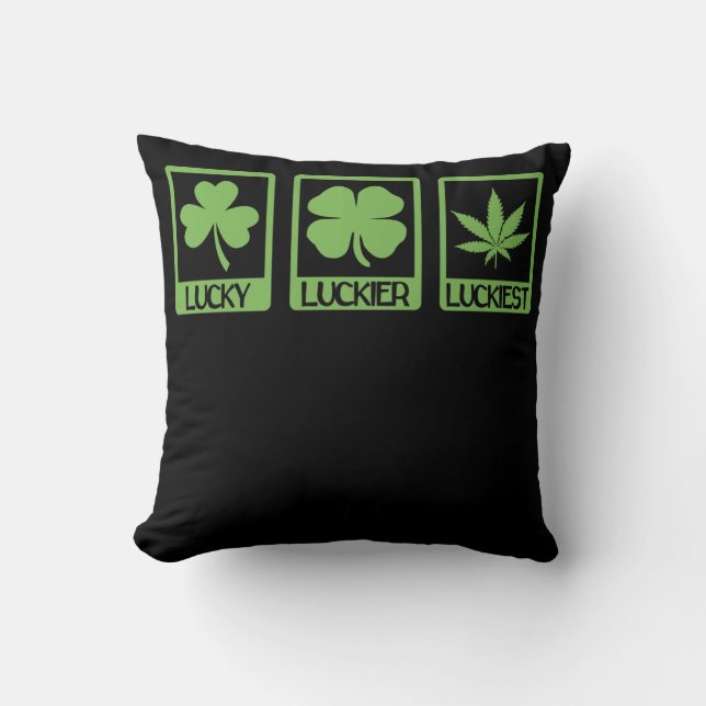 Luckier Lucky ST PATRICKS DAY Weed Canabis Kussen (Voorkant)