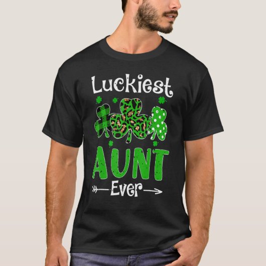 Luckiest Aunt Ever Patricks Day Shamrock Leopard P T-shirt (Voorkant)