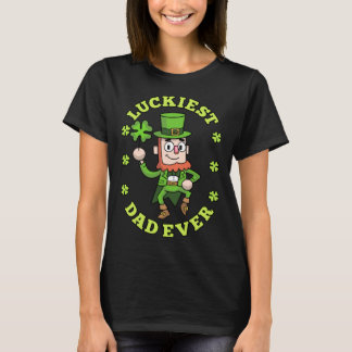 Luckiest Dad Ever Leprechaun Shamrock St Patricks  T-shirt