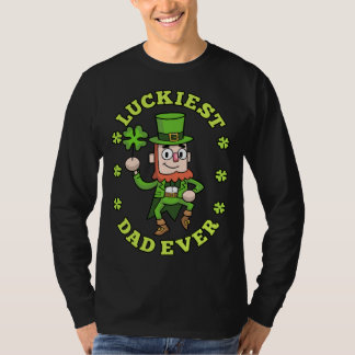 Luckiest Dad Ever Leprechaun Shamrock St Patricks  T-shirt