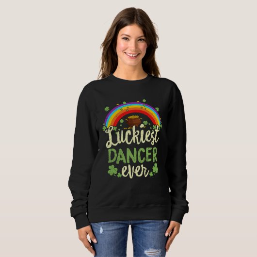 Luckiest Dancer Ever St Patricks Day Rainbow Men W Trui (Voorkant volledig)