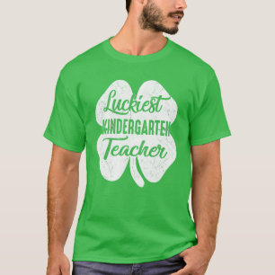 Luckiest Kindergarten Teacher St Patrick's Day Gif T-shirt