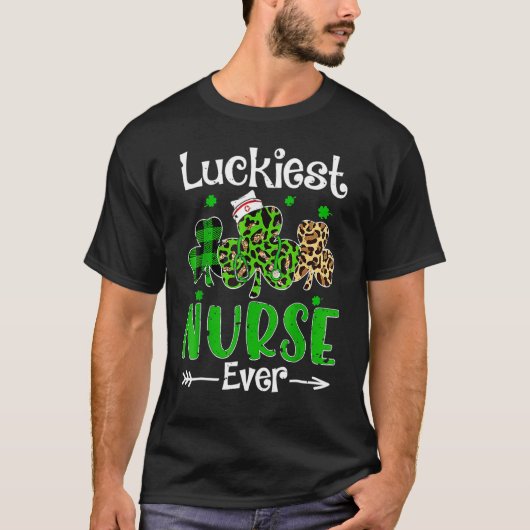 Luckiest Nurse Ever Nursing St Patricks Day Shamro T-shirt (Voorkant)