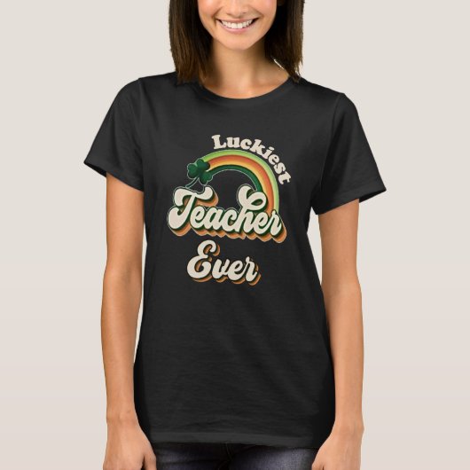 Luckiest Teacher Ever St Patricks Day School Retro T-shirt (Voorkant)